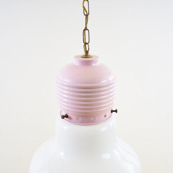 lampadario rosa e bianco anni 70 - immagine 4