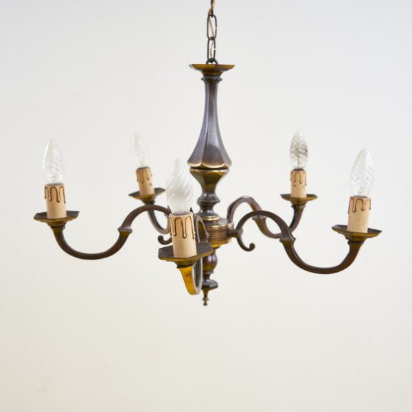 lampadario in metallo vintage a 5 braccia - immagine 2