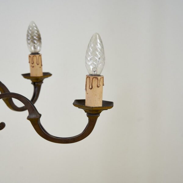 lampadario in metallo vintage a 5 braccia - immagine 7