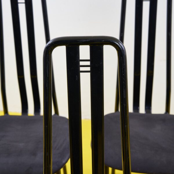 sedie vintage in metallo nero, giorgio cattelan design, 6 pezzi - immagine 3