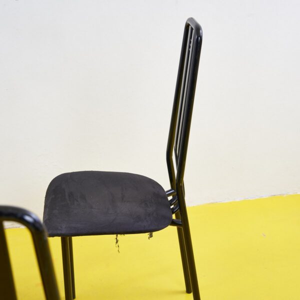 sedie vintage in metallo nero, giorgio cattelan design, 6 pezzi - immagine 9